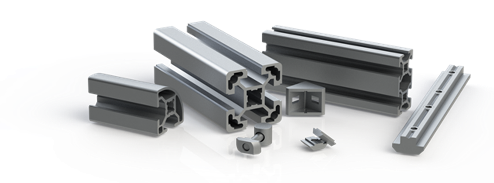 Aluminium corner connectors and mounting plate profiles 