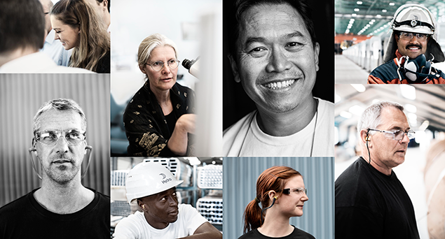 a wide range of hydro employees; men, women, young, old.