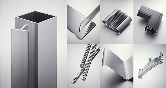 different aluminium products, mostly extruded ones