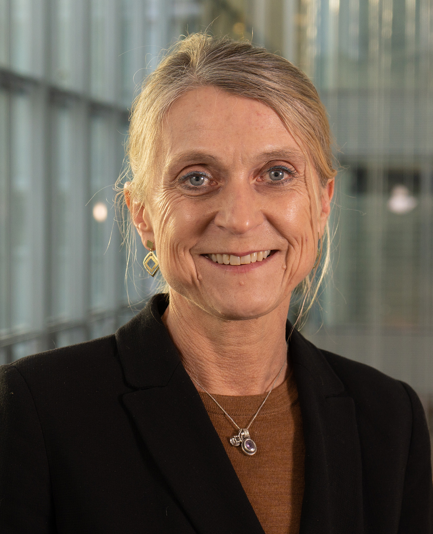 a close-up of a woman smiling