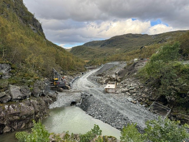 a construction vehicle on a road