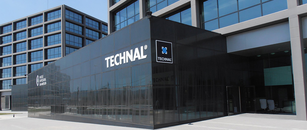 a black building with glass walls