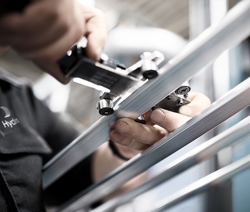 close-up of a person using a microscope