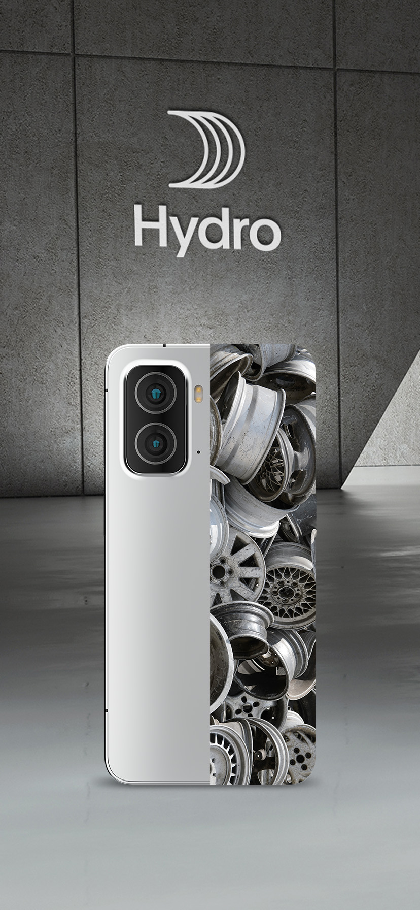 Illustrasjon av Hydros lavkarbon- og resirkulerte aluminiumprodukter.